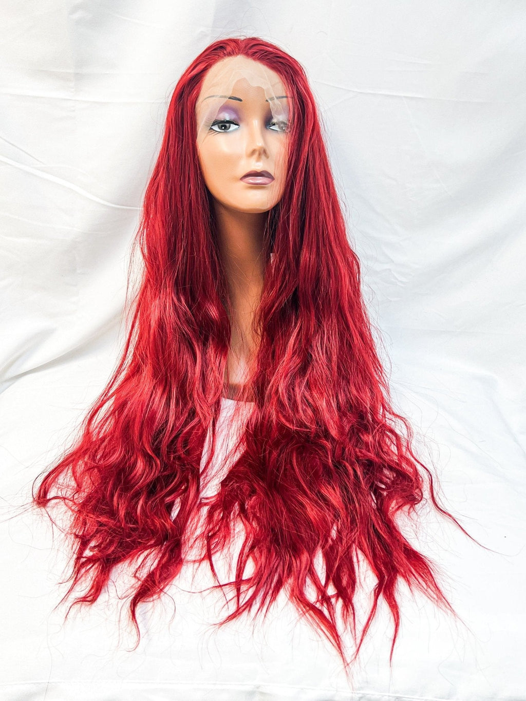 VIP Extensions Red Water Wave Synthetic Lace Front Wig, 24", Color 118 (37)