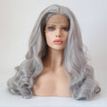 VIP Extensions Silver Grey Body Wave Synthetic Lace Front Wig, 24", Color 0906 (63)