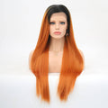 VIP Extensions Off Black to Bright Orange Straight Synthetic Lace Front Wig, 24", Color T1B/2738 (68)