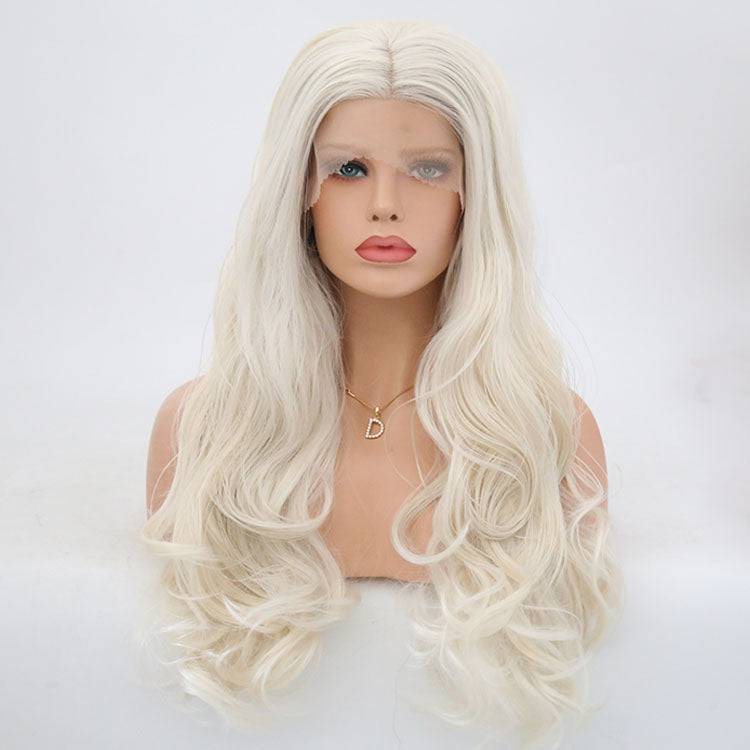 VIP Extensions Platinum White Body Wave Synthetic Lace Front Wig, 24", Color 60 (55)