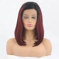 VIP Extensions Off Black to Burgundy Straight Bob Synthetic Lace Front Wig, 14", Color T1B/118 (86)
