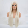 VIP Extensions Platinum White Straight Synthetic Lace Front Wig, 24", Color 60 (54)