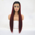 VIP Extensions Black Root to Burgundy Straight Synthetic Lace Front Wig, 24", Color 1BT99J (27)
