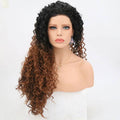 VIP Extensions Off Black to Light Auburn Deep Curly Synthetic Lace Front Wig, 24", Color T1B/30 (41)