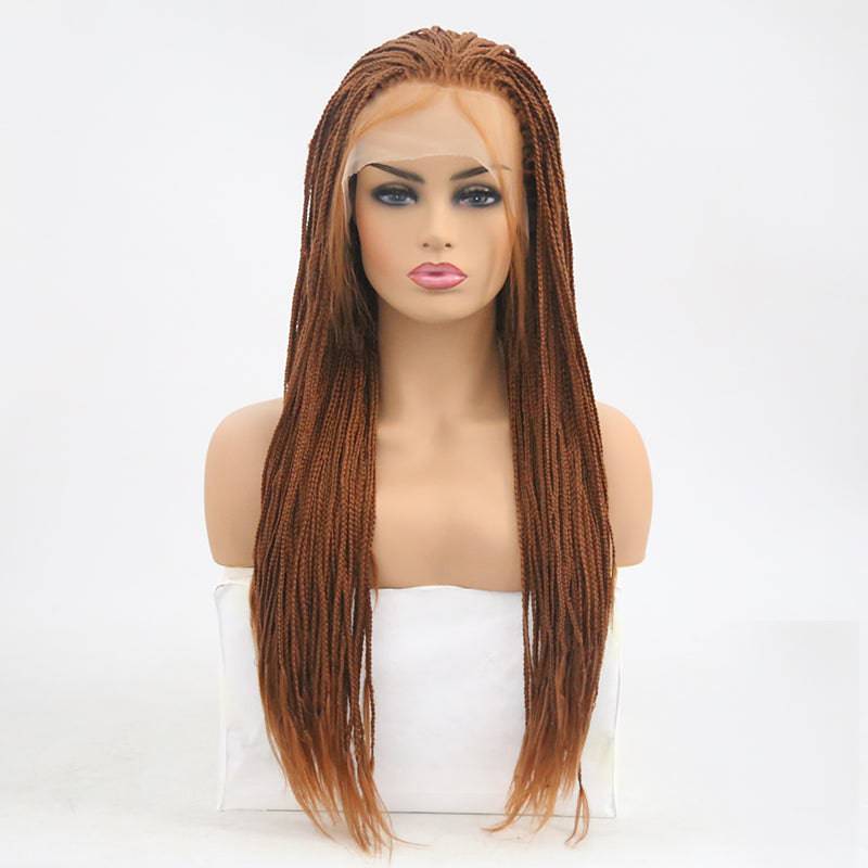 VIP Extensions Light Auburn Braided Synthetic Lace Front Wig, 24", Color 30