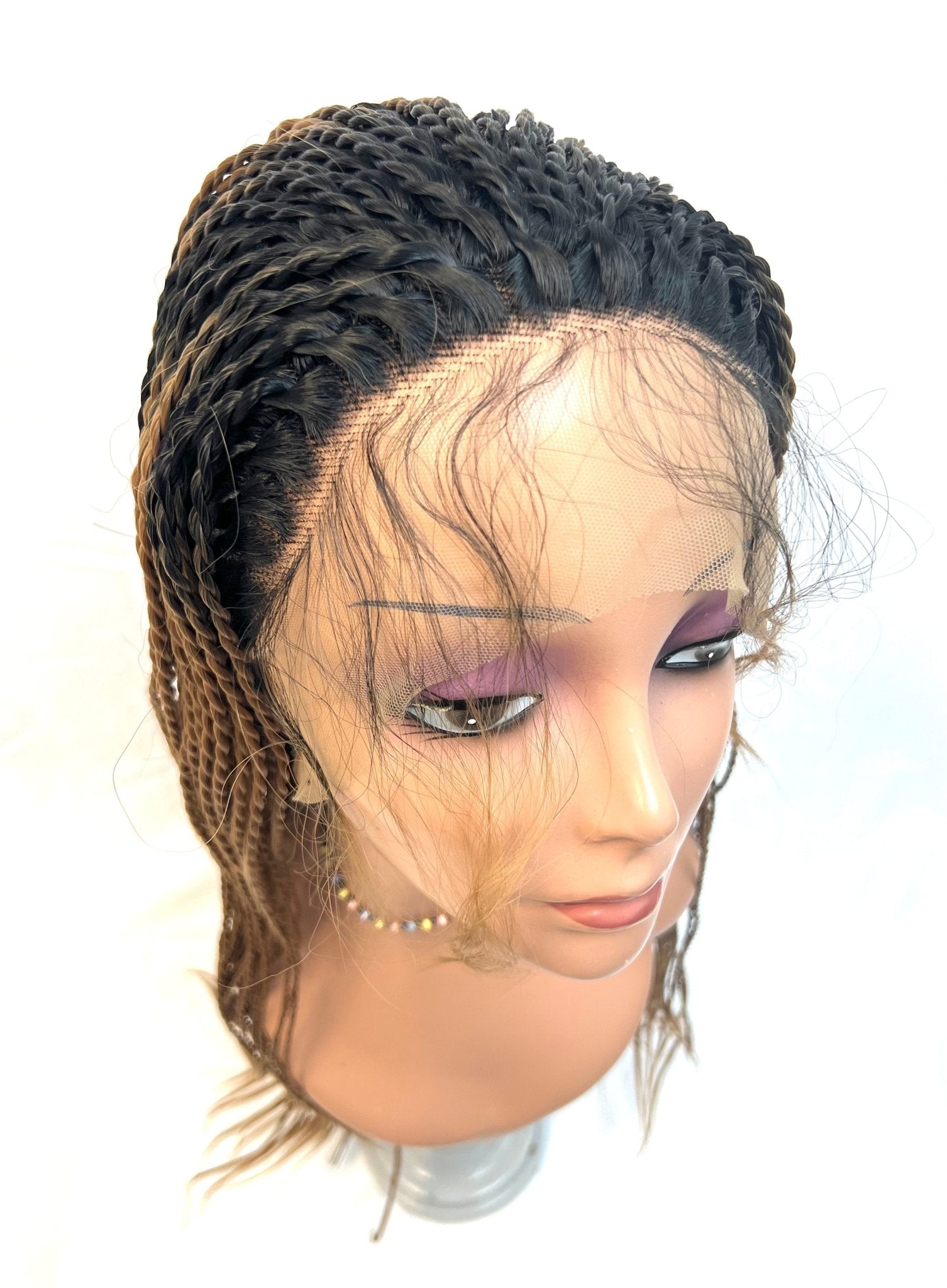 VIP Extensions Off Black to Honey Blonde Twist Braided Synthetic Wig, Color T1B/27
