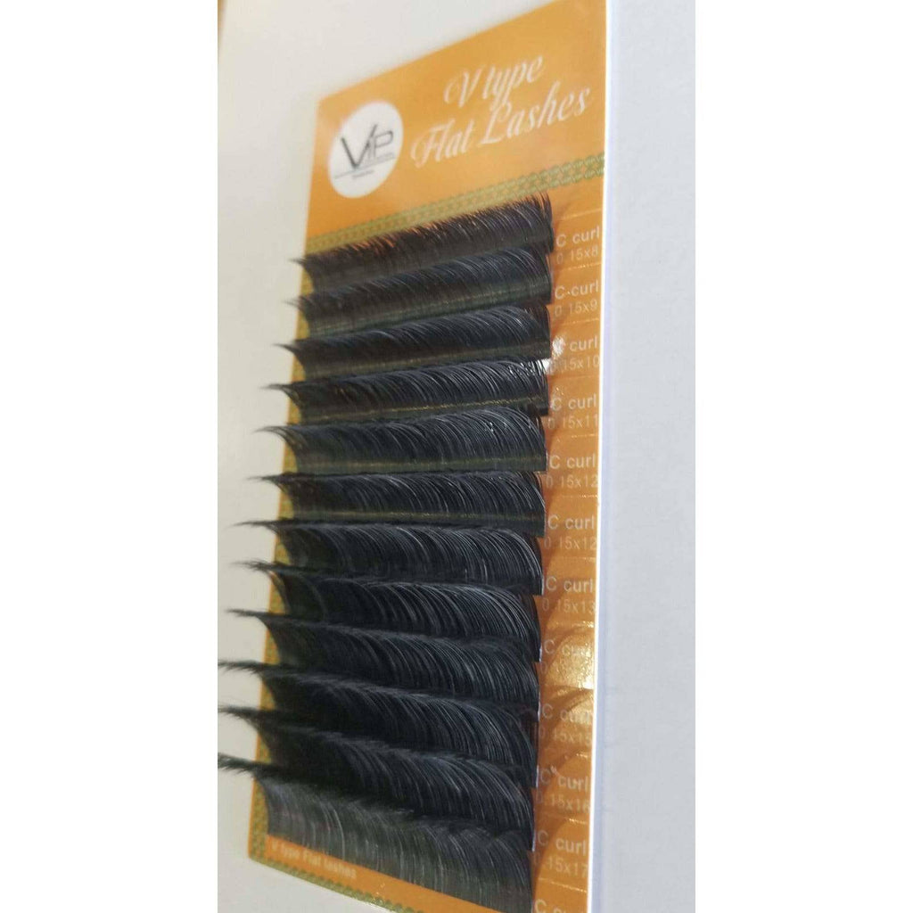 VIP Extensions V Type Flat Lashes 0.15mm C Curl 12 Lines - Pick Size