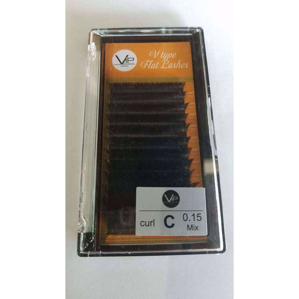 VIP Extensions V Type Flat Lashes 0.15mm C Curl 12 Lines - Pick Size