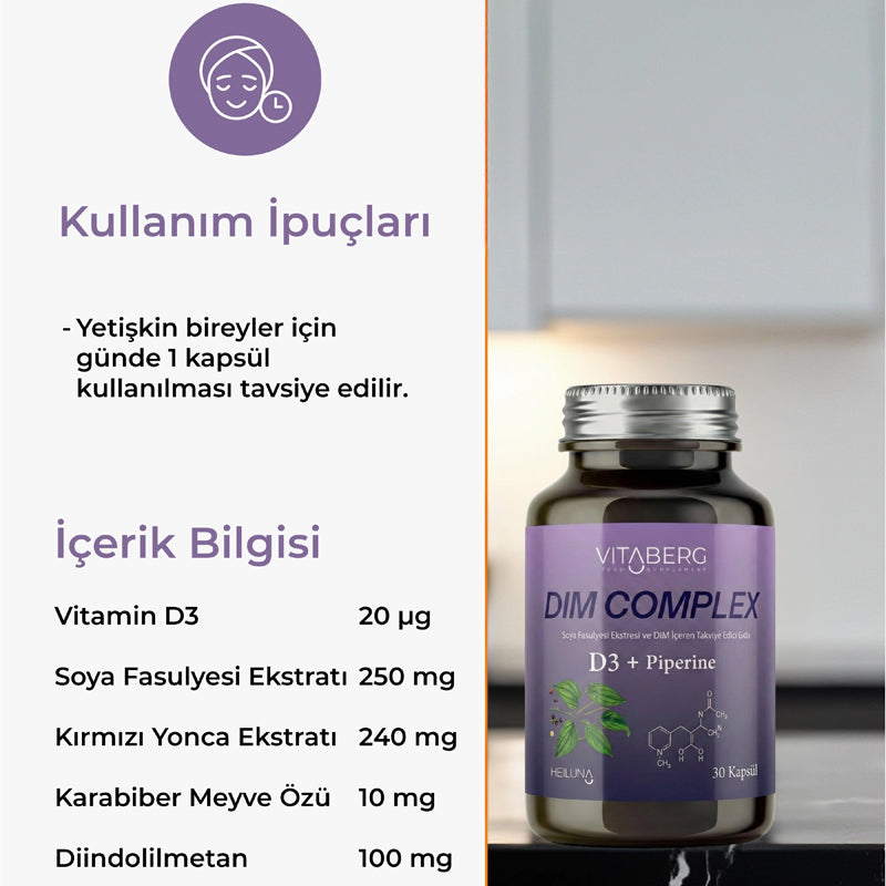 Vitaberg DIM Complex with Vitamin D3 & Herbal Extracts 30 Capsules