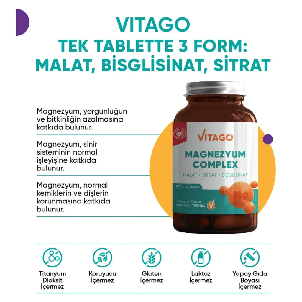 Vitago Premium Magnesium Complex Supplement 30 Tablets