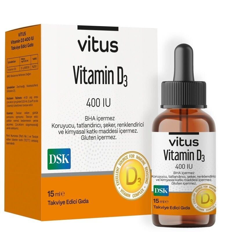Vitus Vitamin D3 400 IU Liquid Dietary Supplement 15ml