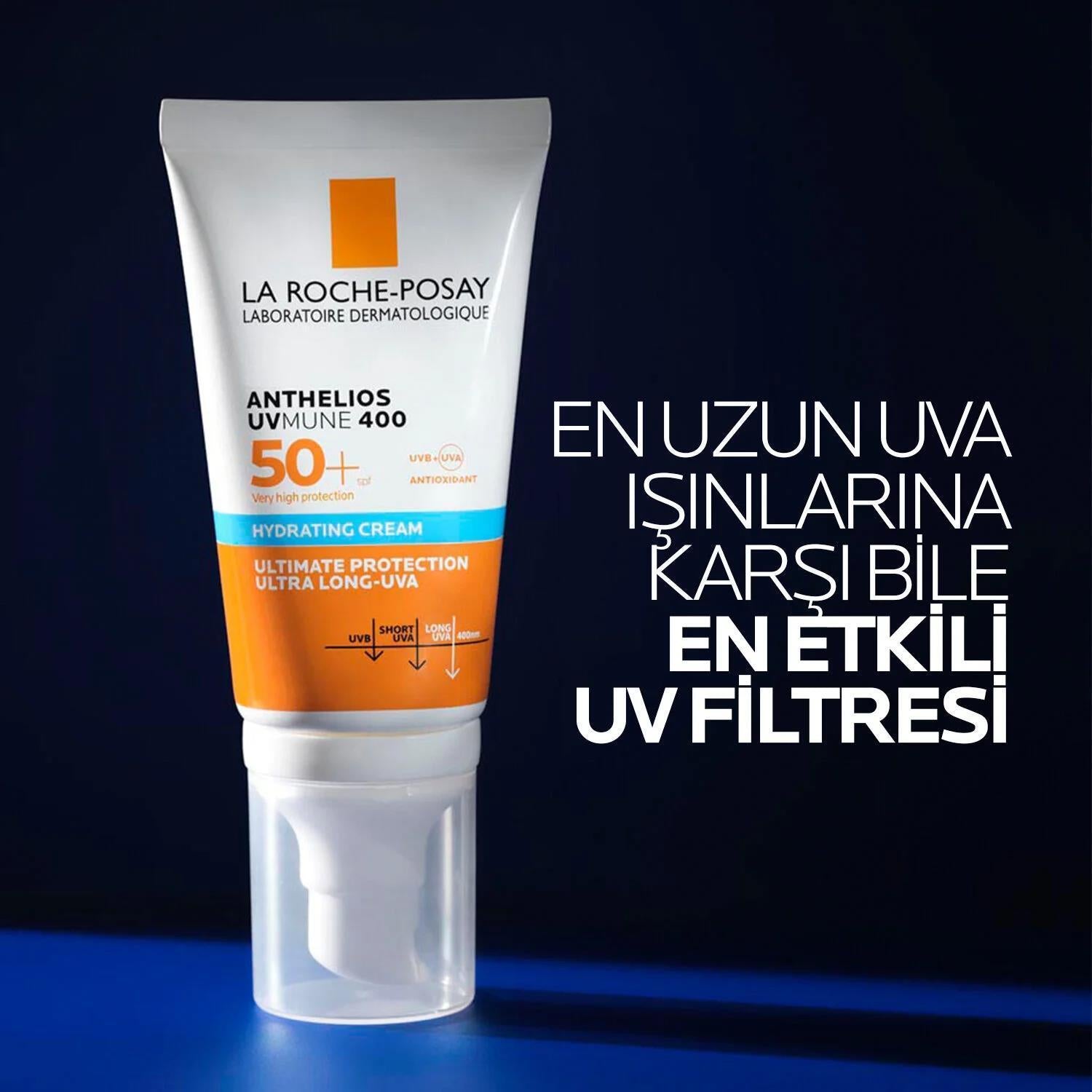 La Roche-Posay Anthelios UVMune 400 SPF50+ Sunscreen: Broad Spectrum Protection, Moisturizing, No White Cast - For Sensitive, Sun-Allergy Prone Skin, 1.69 fl oz