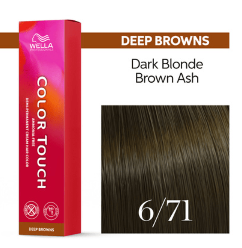 Wella Color Touch 6/71 Dark Blonde Brown Ash Hair Color, 2 oz