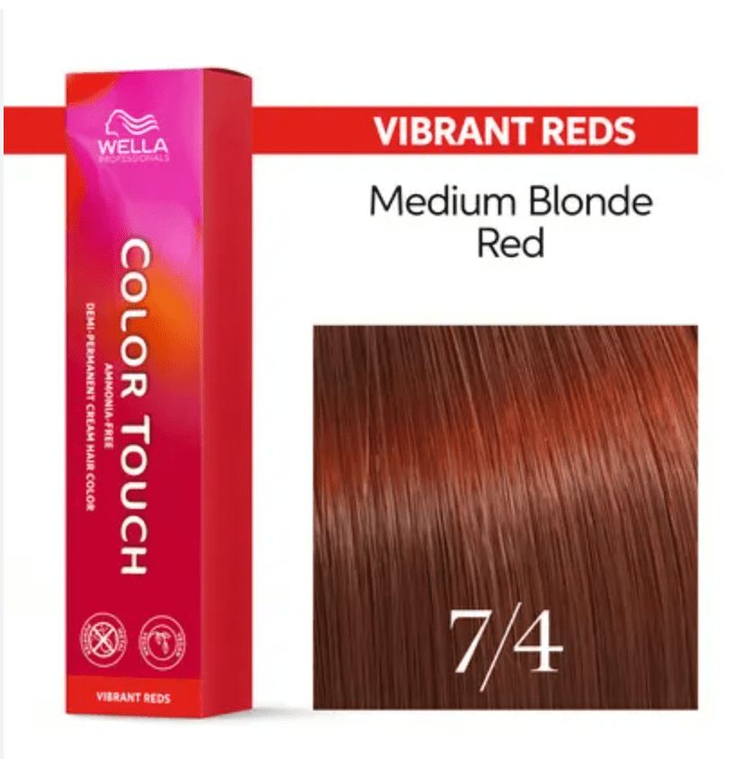 Wella Color Touch 7/4 Medium Blonde Red Hair Color 2 oz
