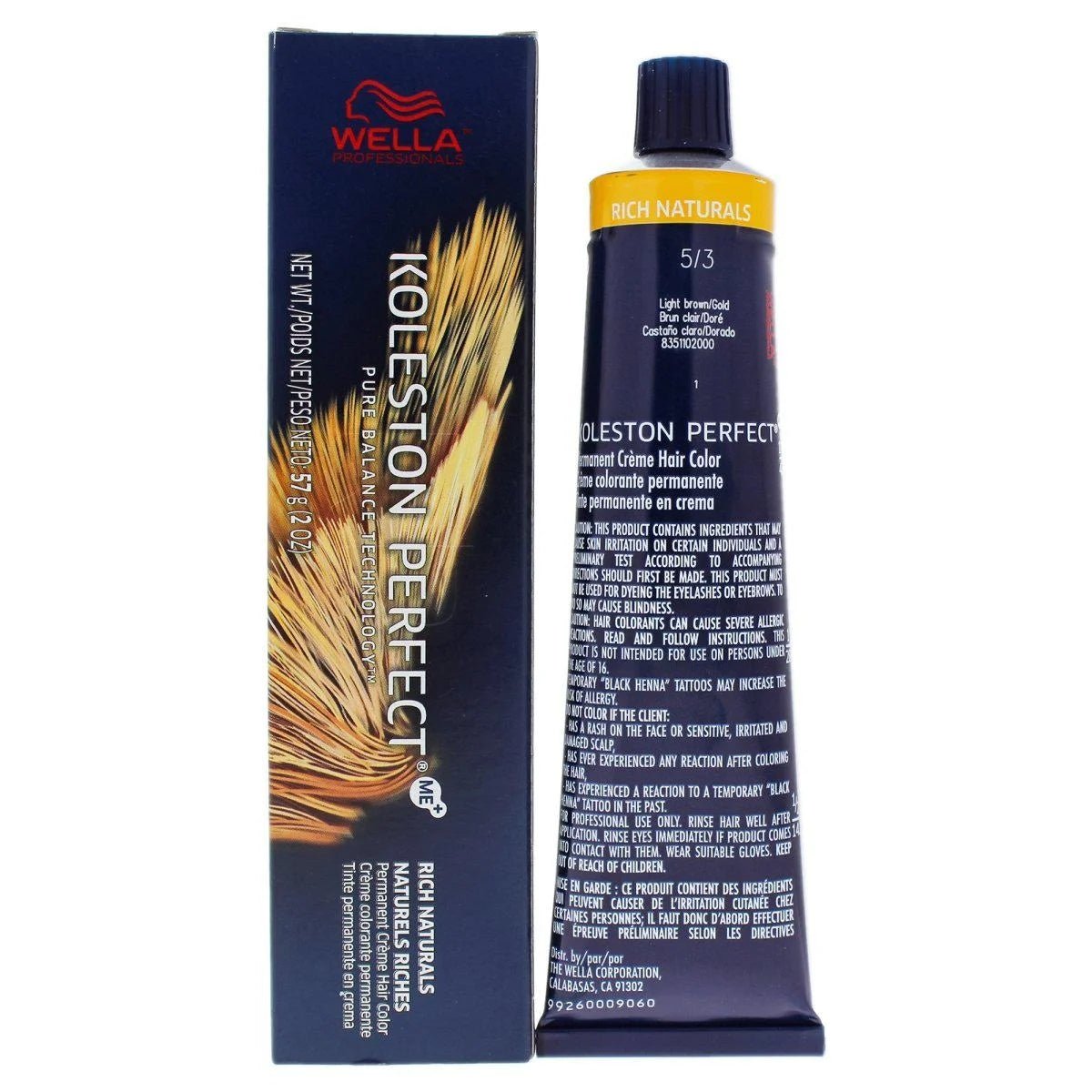 Wella Koleston Perfect Permanent Creme Hair Color 5/3 Light Brown Gold