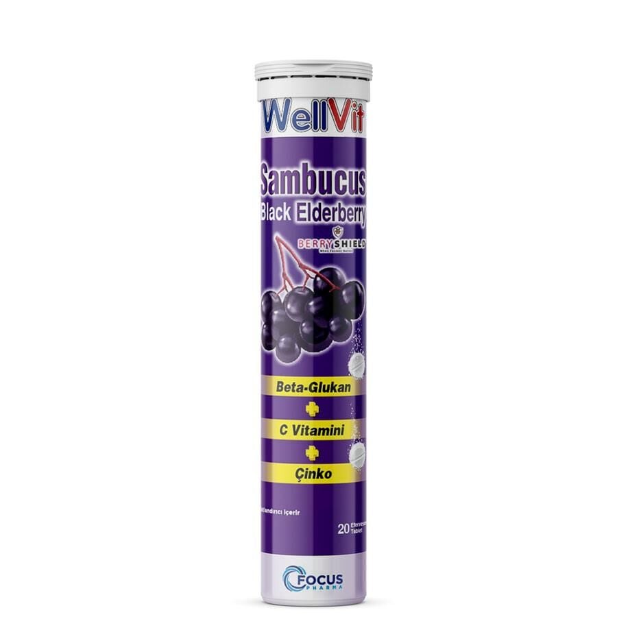 WellVit Black Elderberry & Beta-Glucan Effervescent Tablets 20ct