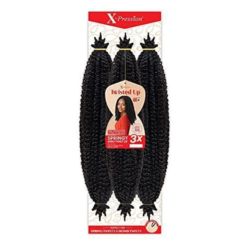Outre X-Pression Twisted Up 3X Springy Afro Twist Crochet Braids 24 in, Color 2T1B/425