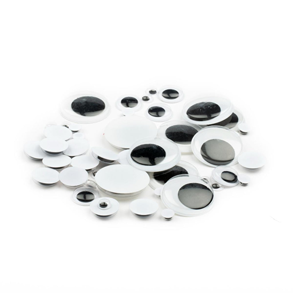 Lino Oynar Craft Eyes - 50 Pack Mixed Black & White Wiggle Eyes for DIY Crafts & Toys
