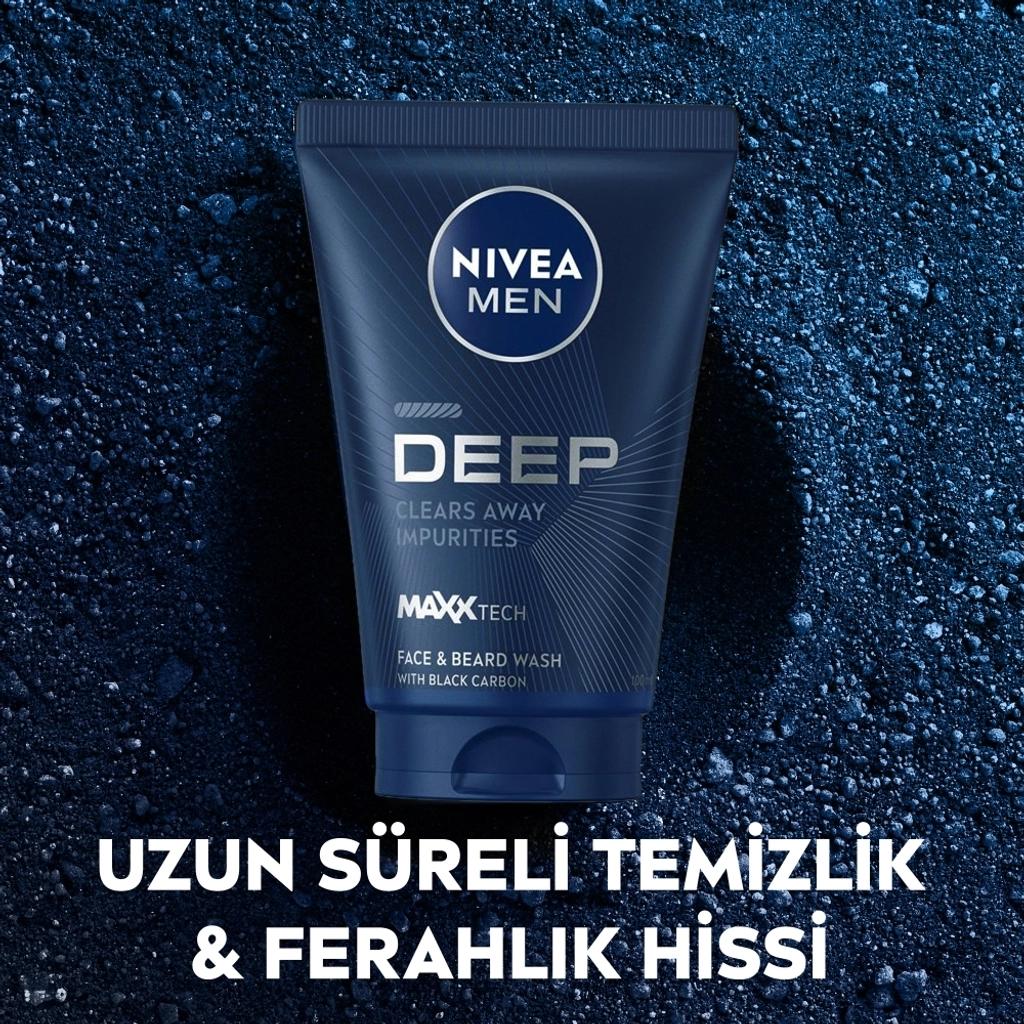 Nivea Men Deep Beard & Face Wash Gel Charcoal 100 ml