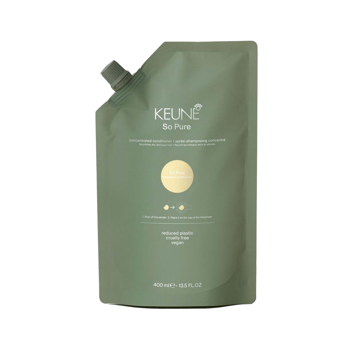 Keune So Pure Restore Hair Conditioner Refill - 13.5 fl oz - Natural Damaged Hair Repair & Revitalizing Treatment