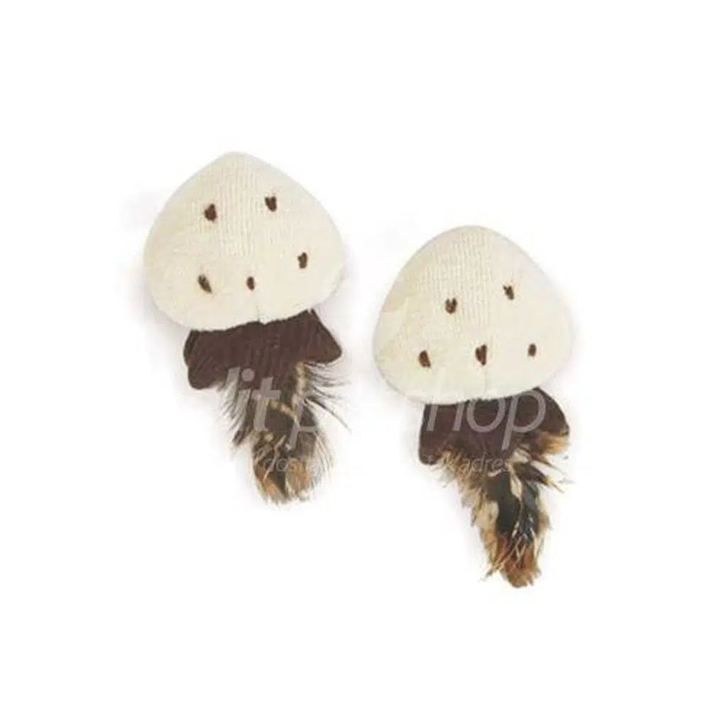 Zampa Eco-Friendly Plush Feather Cat Toy Brown & White 5cm