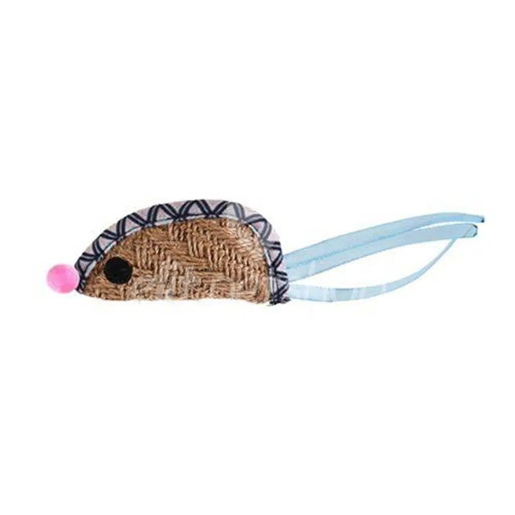 Zampa Brown Wicker Mouse Cat Toy for Interactive Play 18x4.6cm