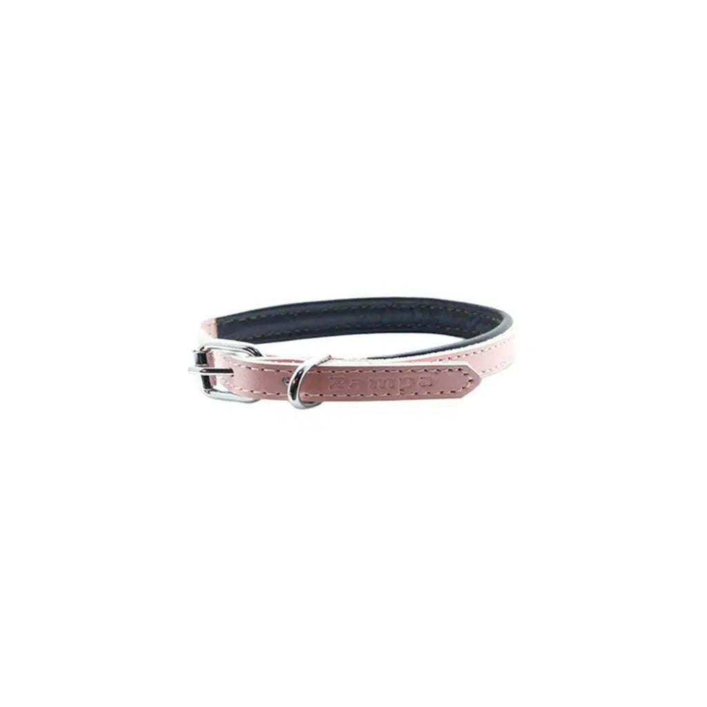 Zampa Soho Soft Texture Genuine Leather Dog Collar Pink 1.5x35 cm