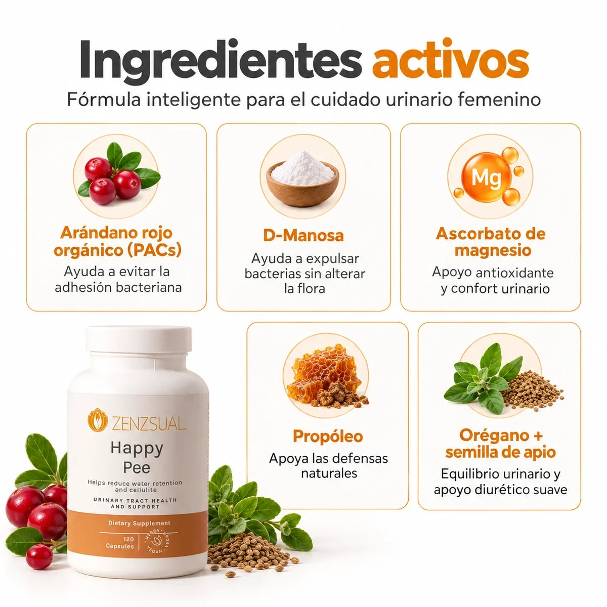 Happy Pee - Suplemento Nutricional para la Salud Urinaria Femenina