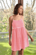 Zeyland Strappy Bird Pattern Loungewear Dress in Coral