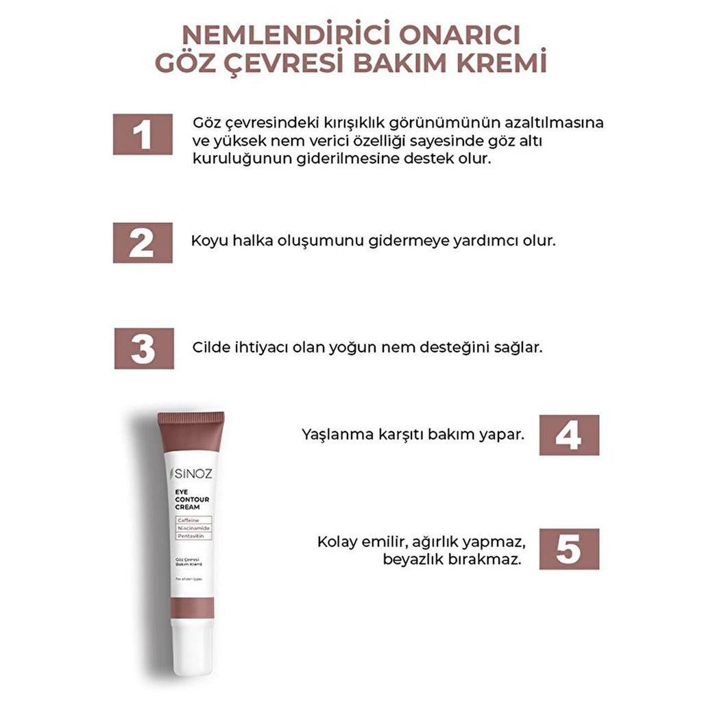 Sinoz Eye Cream: Reduce Dark Circles & Wrinkles with Caffeine & Niacinamide - Intense Hydration for All Skin Types