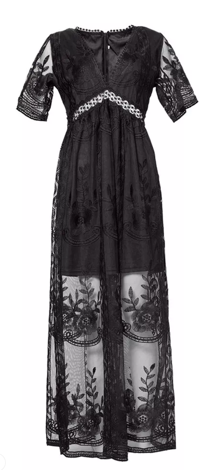 Embroidered Boho Long Lace Dress Large Embroidered Boho Long Lace Dress Large