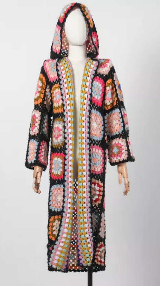 Vintage Chrocheted Cardigan with Hood