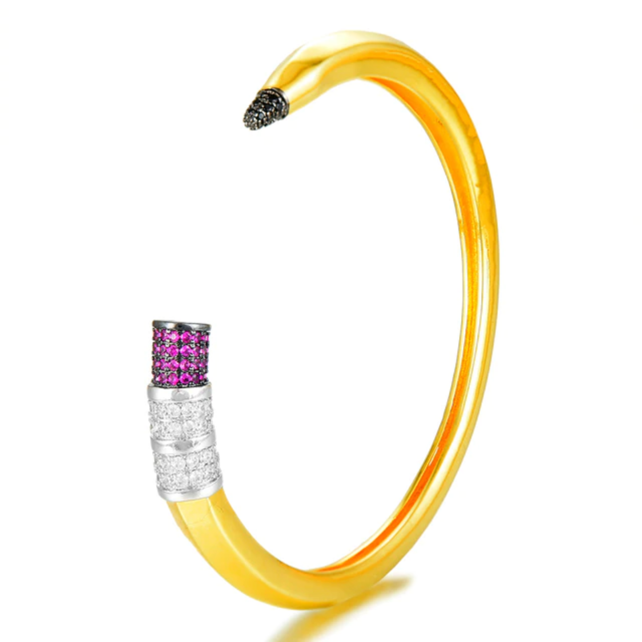 Gold and Ruby Pencil Bangle Cuff for Writers, Teachers, and Artists