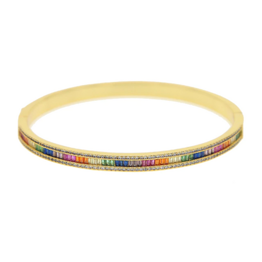 Rainbow CZ Bangle Bracelet