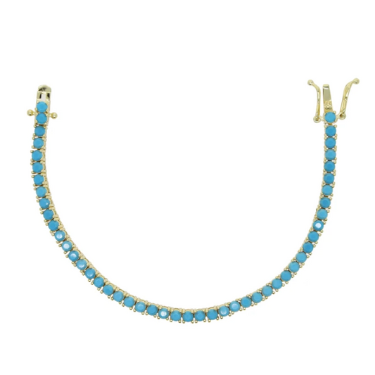 Gold Turquoise Tennis Bracelet