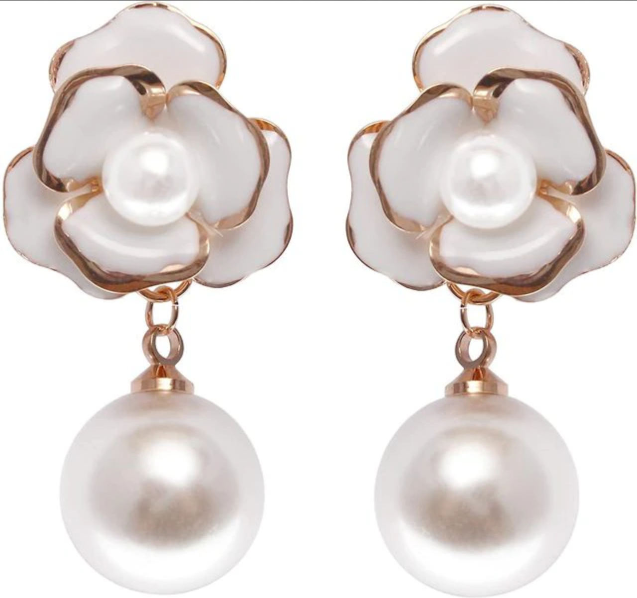 Camellia Pearl Charm Earrings