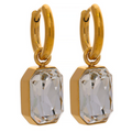CZ Square White Drop Earrings