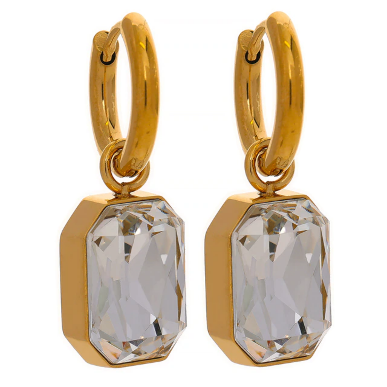 CZ Square White Drop Earrings