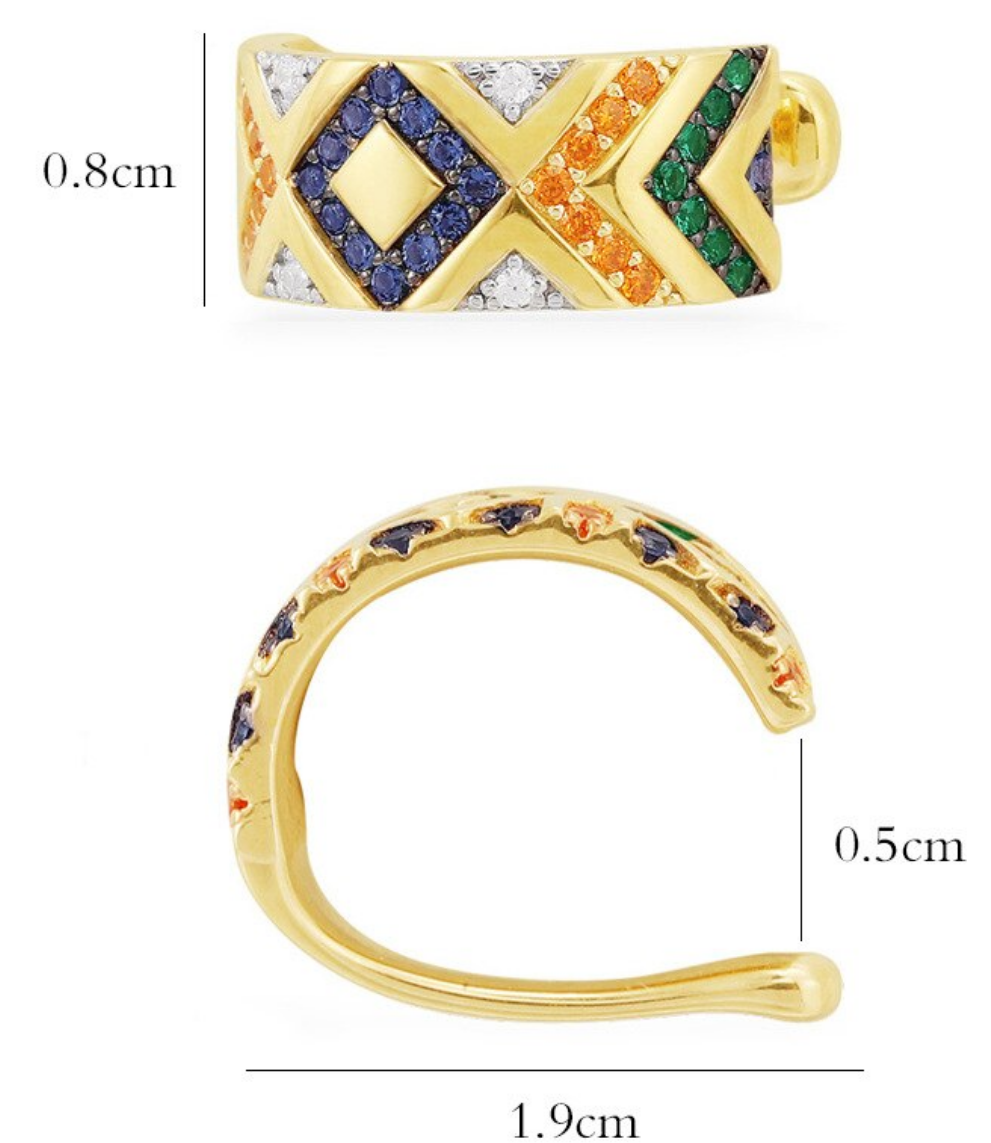 Striped Inlaid Huggie Earring Cuff