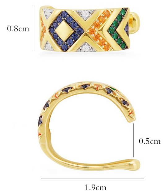 Striped Inlaid Huggie Earring Cuff
