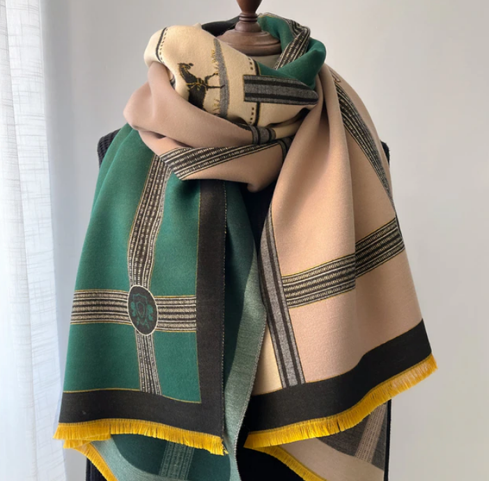 Equestrian Winter Warm Luxe Design Soft Scarf Wrap