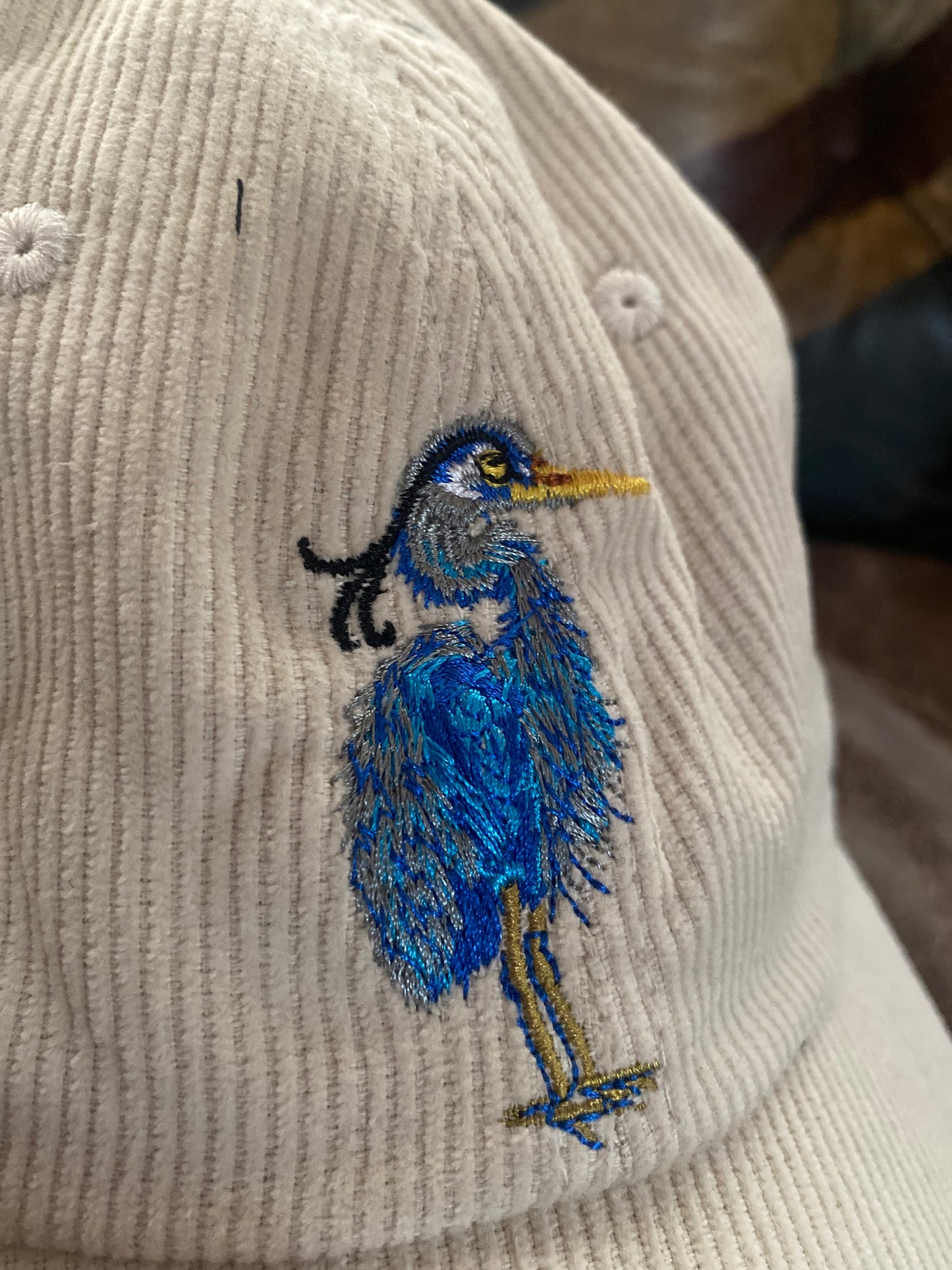 Corduroy Khaki The Spa of Charleston Embroidered Great Blue Heron Baseball Cap