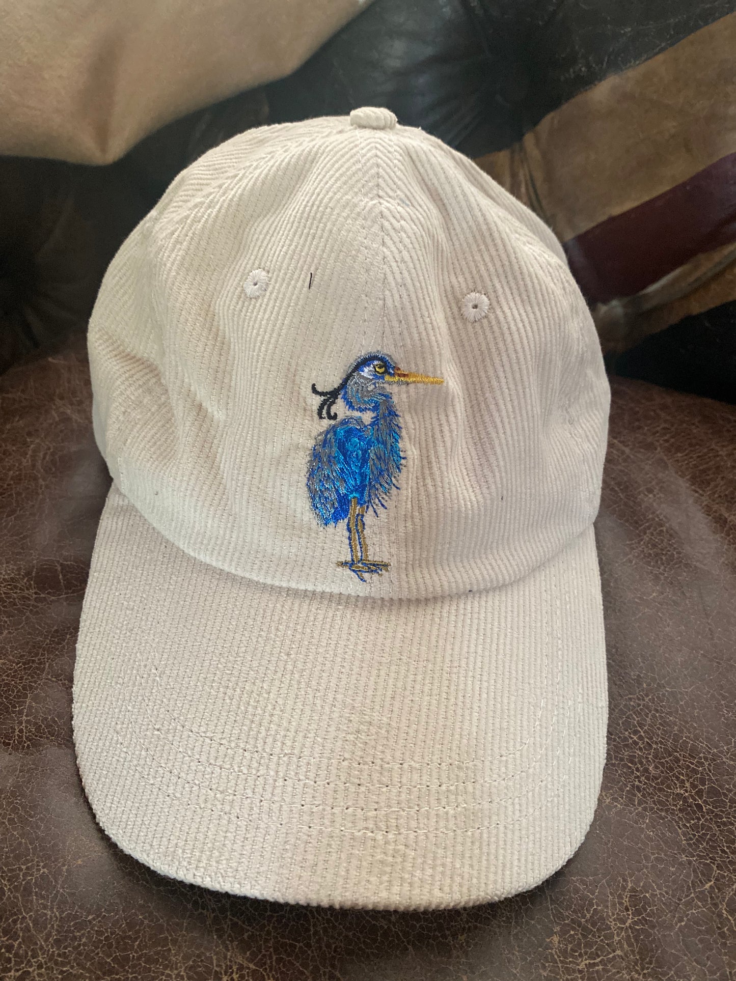 Corduroy Khaki The Spa of Charleston Embroidered Great Blue Heron Baseball Cap